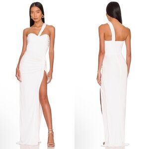 Katie May Ivory One-Shoulder Maxi Dress
